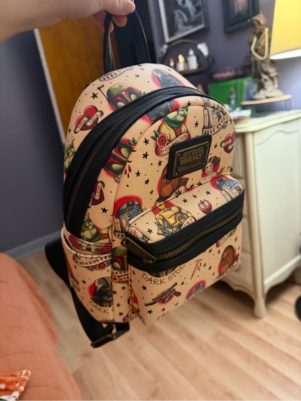 Loungefly Beige Star Wars Tattoo Print Mini Backpack
